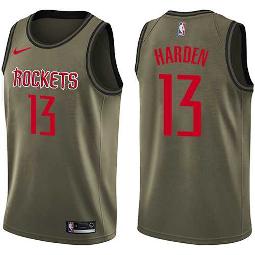 Men's Nike Houston Rockets #13 James Harden Green Salute to Service NBA Swingman Jersey