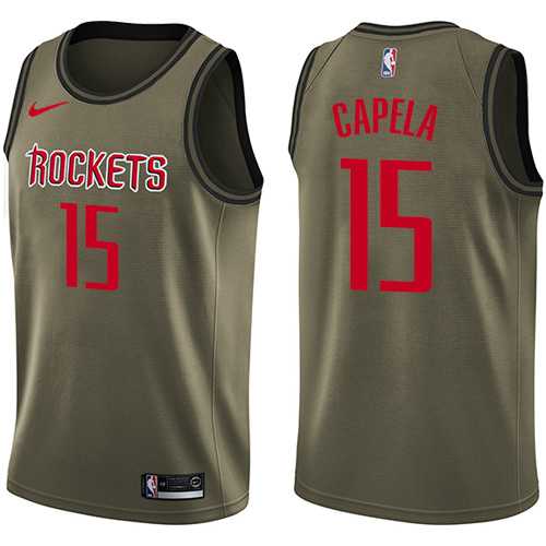 Men's Nike Houston Rockets #15 Clint Capela Green Salute to Service NBA Swingman Jersey
