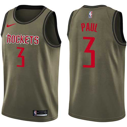 Men's Nike Houston Rockets #3 Chris Paul Green Salute to Service NBA Swingman Jersey