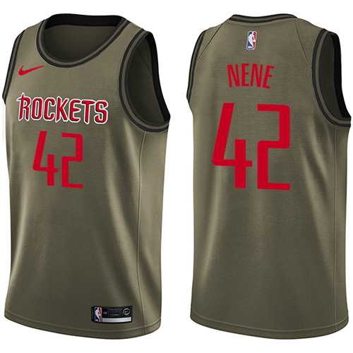 Men's Nike Houston Rockets #42 Nene Green Salute to Service NBA Swingman Jersey