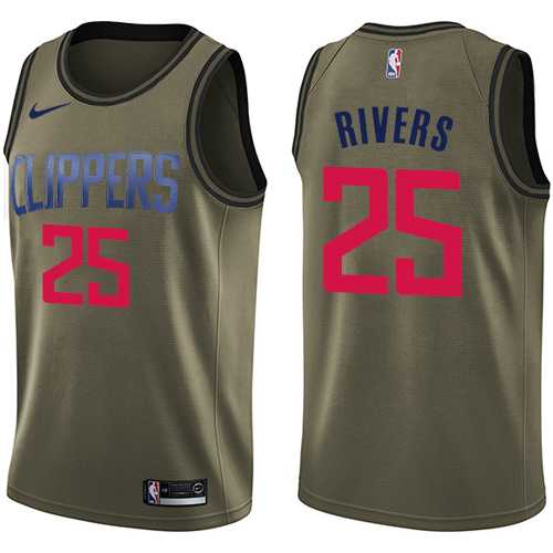 Men's Nike Los Angeles Clippers #25 Austin Rivers Green Salute to Service NBA Swingman Jersey