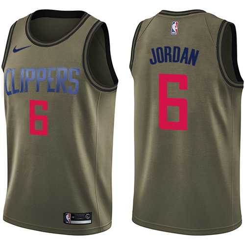 Men's Nike Los Angeles Clippers #6 DeAndre Jordan Green Salute to Service NBA Swingman Jersey