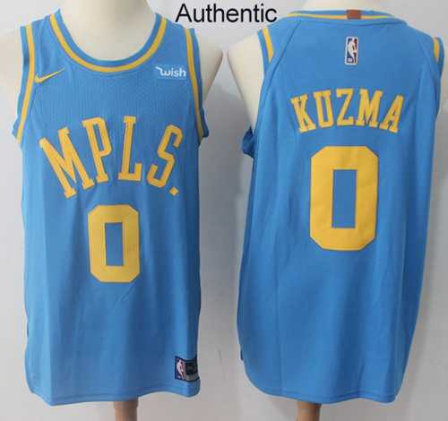 Men's Nike Los Angeles Lakers #0 Kyle Kuzma Royal Blue NBA Authentic Hardwood Classics Jersey
