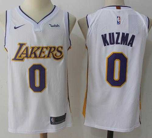 Men's Nike Los Angeles Lakers #0 Kyle Kuzma White NBA Swingman Association Edition Jersey