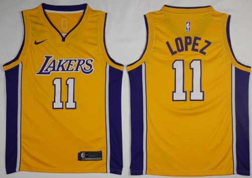 Men's Nike Los Angeles Lakers #11 Brook Lopez Gold NBA Swingman Jersey