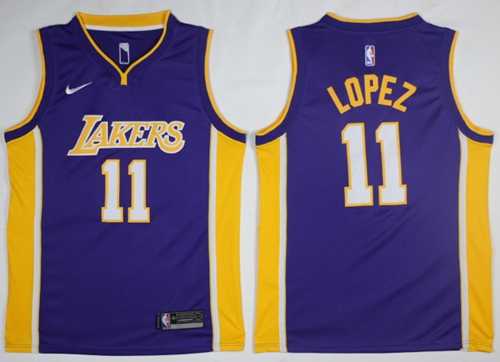 Men's Nike Los Angeles Lakers #11 Brook Lopez Purple NBA Swingman Statement Edition Jersey