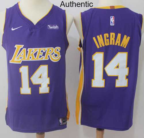 Men's Nike Los Angeles Lakers #14 Brandon Ingram Purple NBA Authentic Statement Edition Jersey