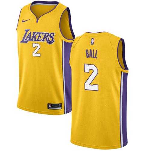 Men's Nike Los Angeles Lakers #2 Lonzo Ball Gold NBA Swingman Icon Edition Jersey
