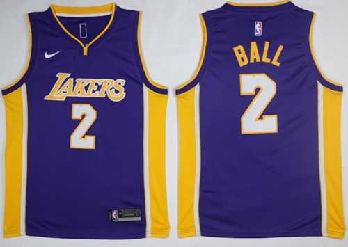 Men's Nike Los Angeles Lakers #2 Lonzo Ball Purple NBA Swingman Jersey