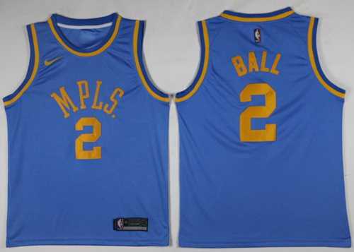 Men's Nike Los Angeles Lakers #2 Lonzo Ball Royal Blue NBA Swingman Hardwood Classics Jersey