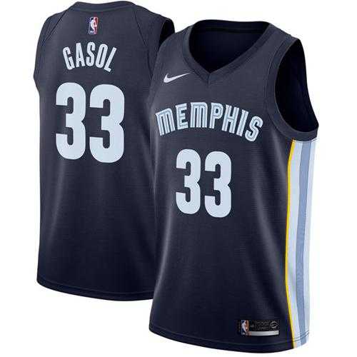 Men's Nike Memphis Grizzlies #33 Marc Gasol Navy Blue Stitched NBA Swingman Jersey