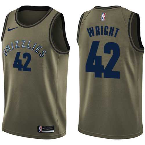 Men's Nike Memphis Grizzlies #42 Lorenzen Wright Green Salute to Service NBA Swingman Jersey