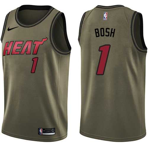 Men's Nike Miami Heat #1 Chris Bosh Green Salute to Service NBA Swingman Jersey