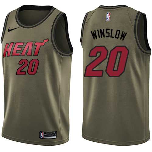 Men's Nike Miami Heat #20 Justise Winslow Green Salute to Service NBA Swingman Jersey