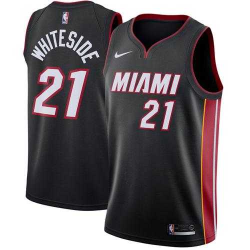 Men's Nike Miami Heat #21 Hassan Whiteside Black Stitched NBA Swingman Jersey