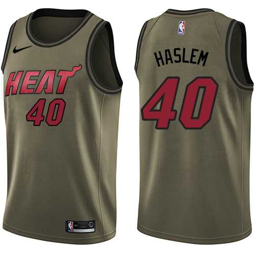 Men's Nike Miami Heat #40 Udonis Haslem Green Salute to Service NBA Swingman Jersey