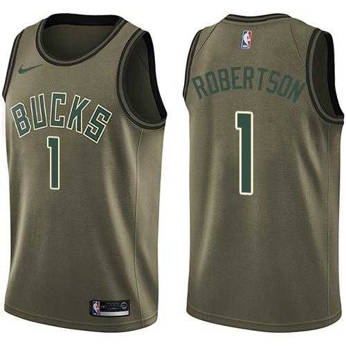 Men's Nike Milwaukee Bucks #1 Oscar Robertson Green Salute to Service NBA Swingman Jersey