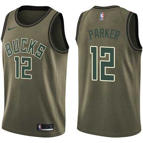 Men's Nike Milwaukee Bucks #12 Jabari Parker Green Salute to Service NBA Swingman Jersey