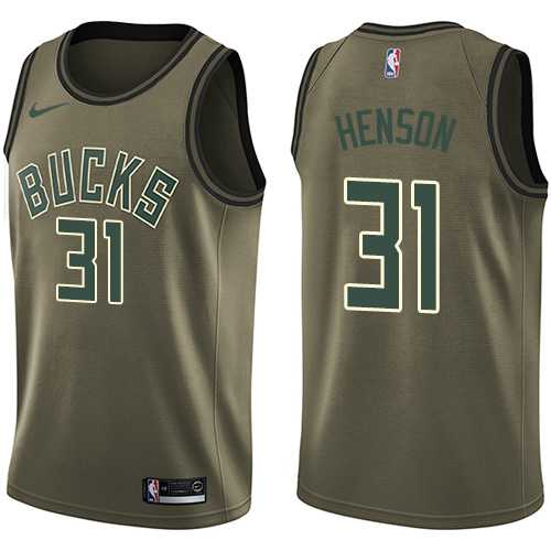 Men's Nike Milwaukee Bucks #31 John Henson Green Salute to Service NBA Swingman Jersey