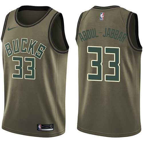 Men's Nike Milwaukee Bucks #33 Kareem Abdul-Jabbar Green Salute to Service NBA Swingman Jersey