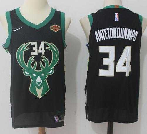 Men's Nike Milwaukee Bucks #34 Giannis Antetokounmpo Black Stitched NBA Swingman Jersey