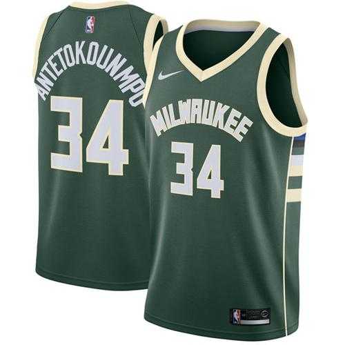 Men's Nike Milwaukee Bucks #34 Giannis Antetokounmpo Green Stitched NBA Swingman Jersey