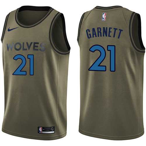Men's Nike Minnesota Timberwolves #21 Kevin Garnett Green Salute to Service NBA Swingman Jersey