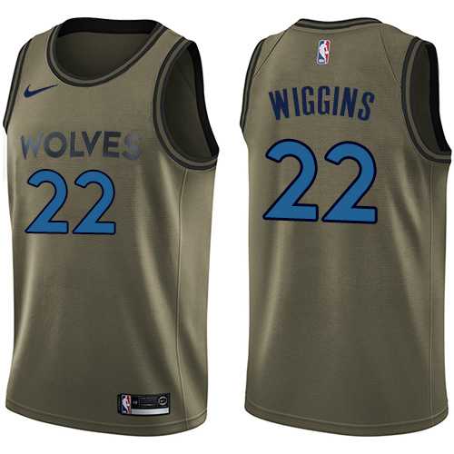 Men's Nike Minnesota Timberwolves #22 Andrew Wiggins Green Salute to Service NBA Swingman Jersey