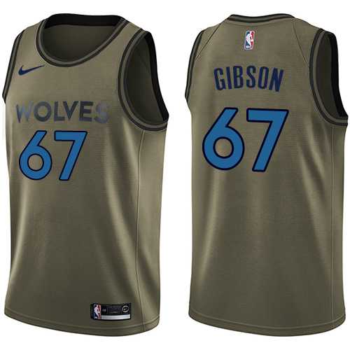 Men's Nike Minnesota Timberwolves #67 Taj Gibson Green Salute to Service NBA Swingman Jersey