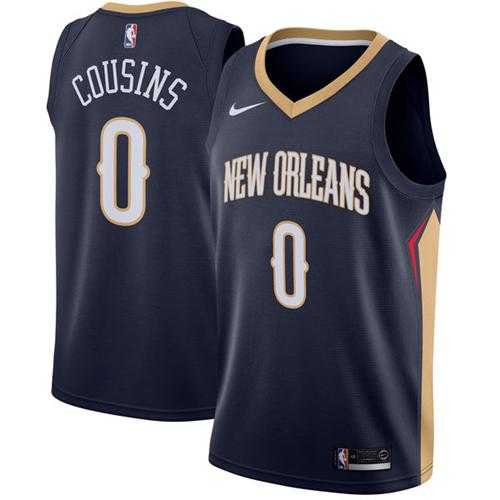 Men's Nike New Orleans Pelicans #0 DeMarcus Cousins Navy NBA Swingman Icon Edition Jersey