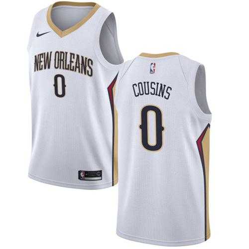 Men's Nike New Orleans Pelicans #0 DeMarcus Cousins White Stitched NBA Swingman Jersey