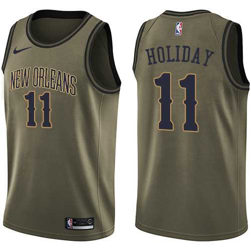 Men's Nike New Orleans Pelicans #11 Jrue Holiday Green Salute to Service NBA Swingman Jersey