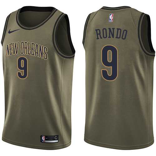 Men's Nike New Orleans Pelicans #9 Rajon Rondo Green Salute to Service NBA Swingman Jersey