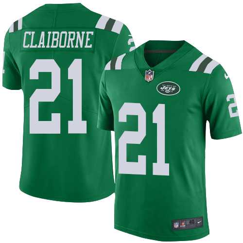 Men's Nike New York Jets #21 Morris Claiborne Elite Green Rush Nike NFL
