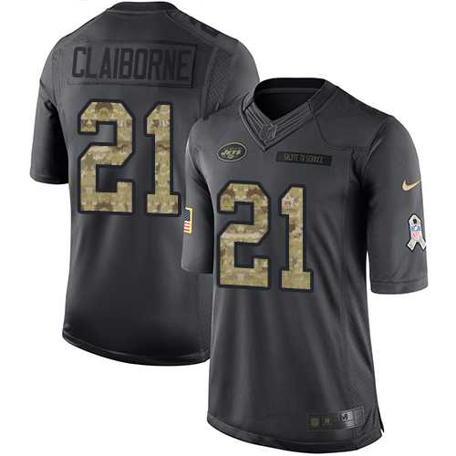 Men's Nike New York Jets #21 Morris Claiborne Limited Black 2016 Salute to Service Nike NFL