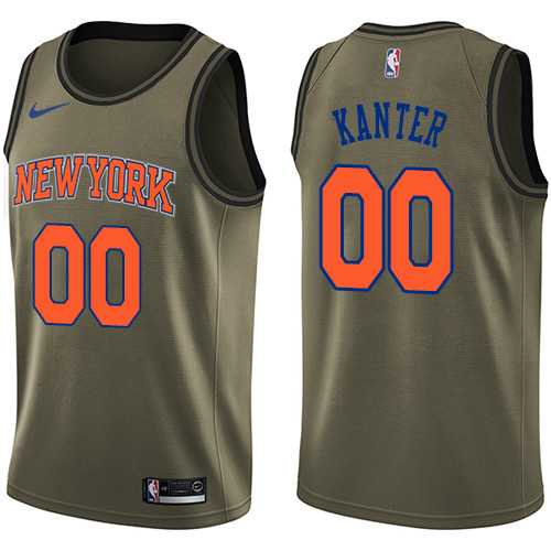 Men's Nike New York Knicks #0 Enes Kanter Green Salute to Service NBA Swingman Jersey