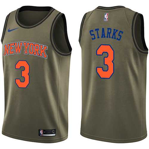 Men's Nike New York Knicks #3 John Starks Green Salute to Service NBA Swingman Jersey