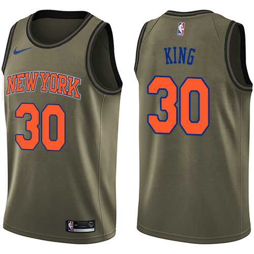 Men's Nike New York Knicks #30 Bernard King Green Salute to Service NBA Swingman Jersey