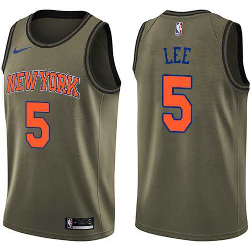 Men's Nike New York Knicks #5 Courtney Lee Green Salute to Service NBA Swingman Jersey