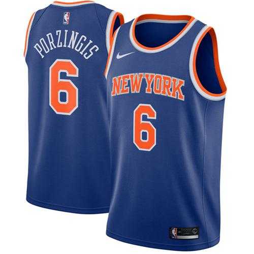 Men's Nike New York Knicks #6 Kristaps Porzingis Blue NBA Swingman Icon Edition Jersey