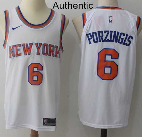 Men's Nike New York Knicks #6 Kristaps Porzingis White NBA Authentic Association Edition Jersey