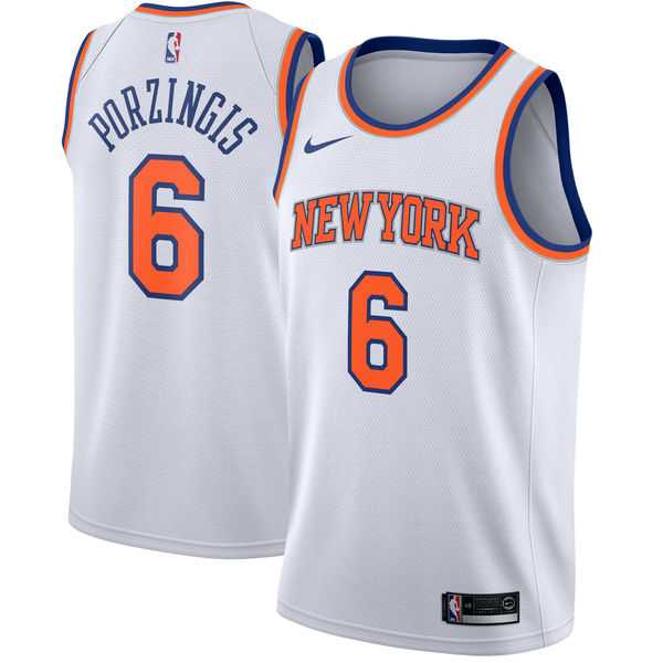Men's Nike New York Knicks #6 Kristaps Porzingis White NBA Swingman Association Edition Jersey