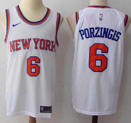 Men's Nike New York Knicks #6 Kristaps Porzingis White Stitched NBA Swingman Jersey
