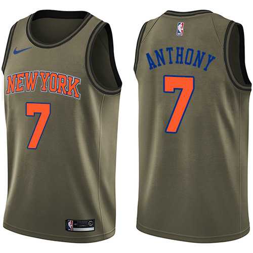 Men's Nike New York Knicks #7 Carmelo Anthony Green Salute to Service NBA Swingman Jersey