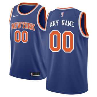 Men's Nike New York Knicks customized Blue Stitched NBA Swingman Jersey