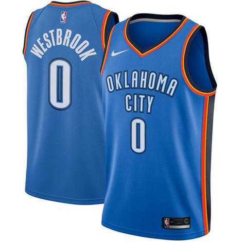 Men's Nike Oklahoma City Thunder #0 Russell Westbrook Blue NBA Swingman Icon Edition Jersey