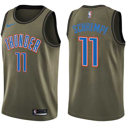 Men's Nike Oklahoma City Thunder #11 Detlef Schrempf Green Salute to Service NBA Swingman Jersey