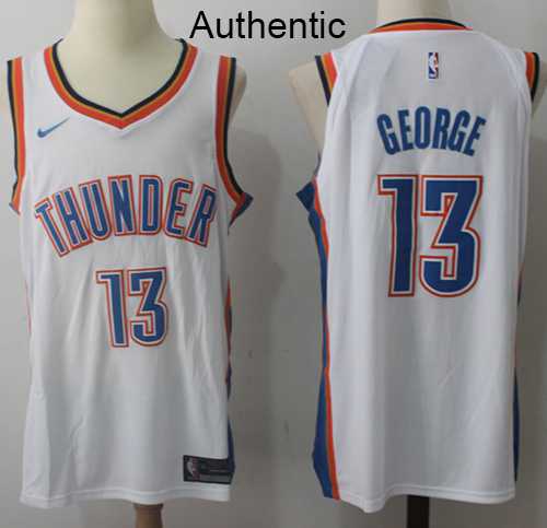 Men's Nike Oklahoma City Thunder #13 Paul George White NBA Authentic Association Edition Jersey