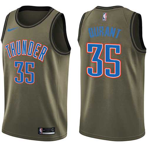 Men's Nike Oklahoma City Thunder #35 Kevin Durant Green Salute to Service NBA Swingman Jersey