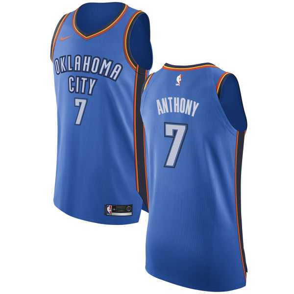 Men's Nike Oklahoma City Thunder #7 Carmelo Anthony Blue NBA Authentic Icon Edition Jersey
